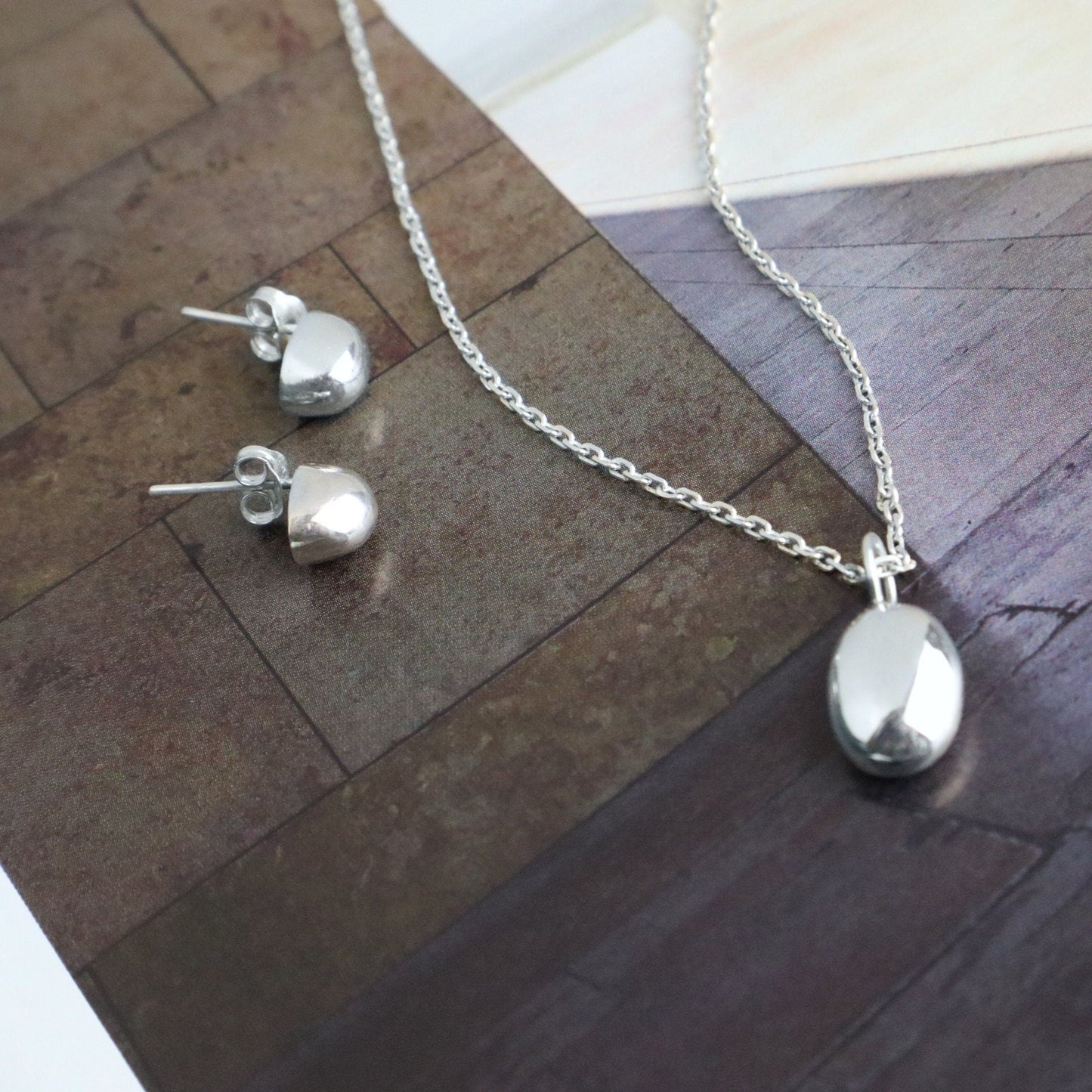 Half Pebble Stud Earrings