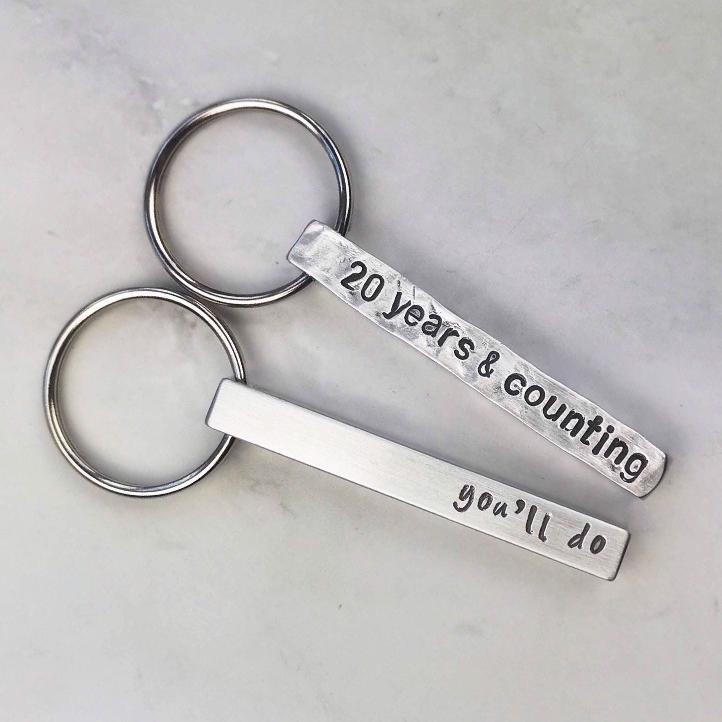 Textured Square Bar Key Ring