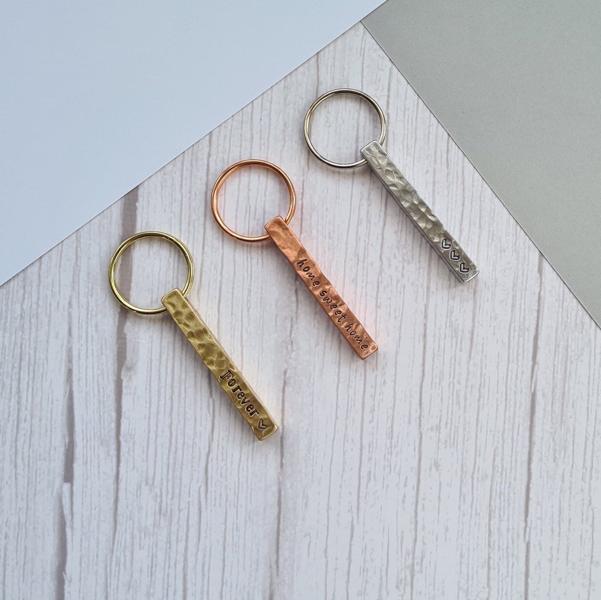 Textured Square Bar Key Ring