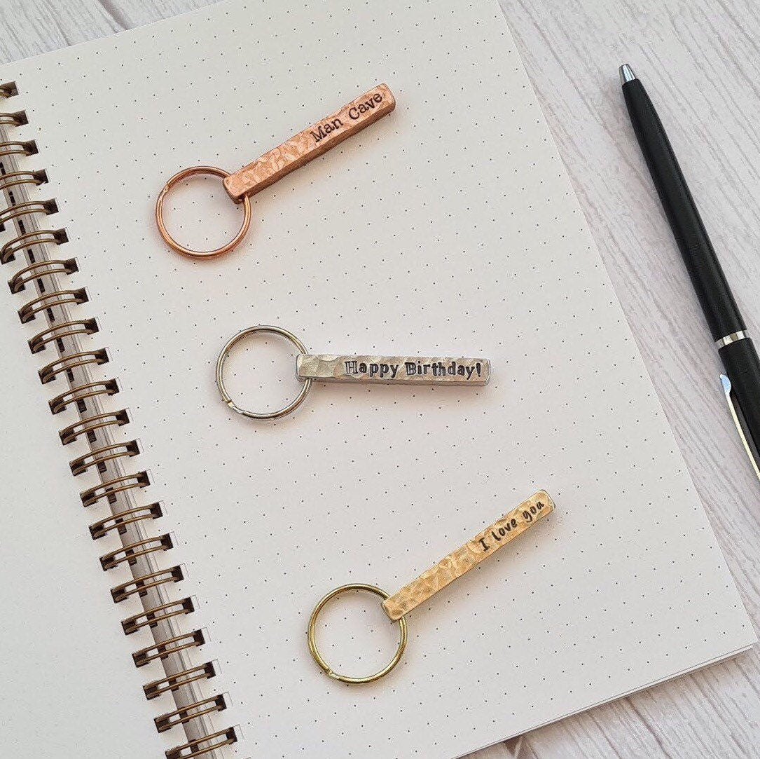 Textured Square Bar Key Ring