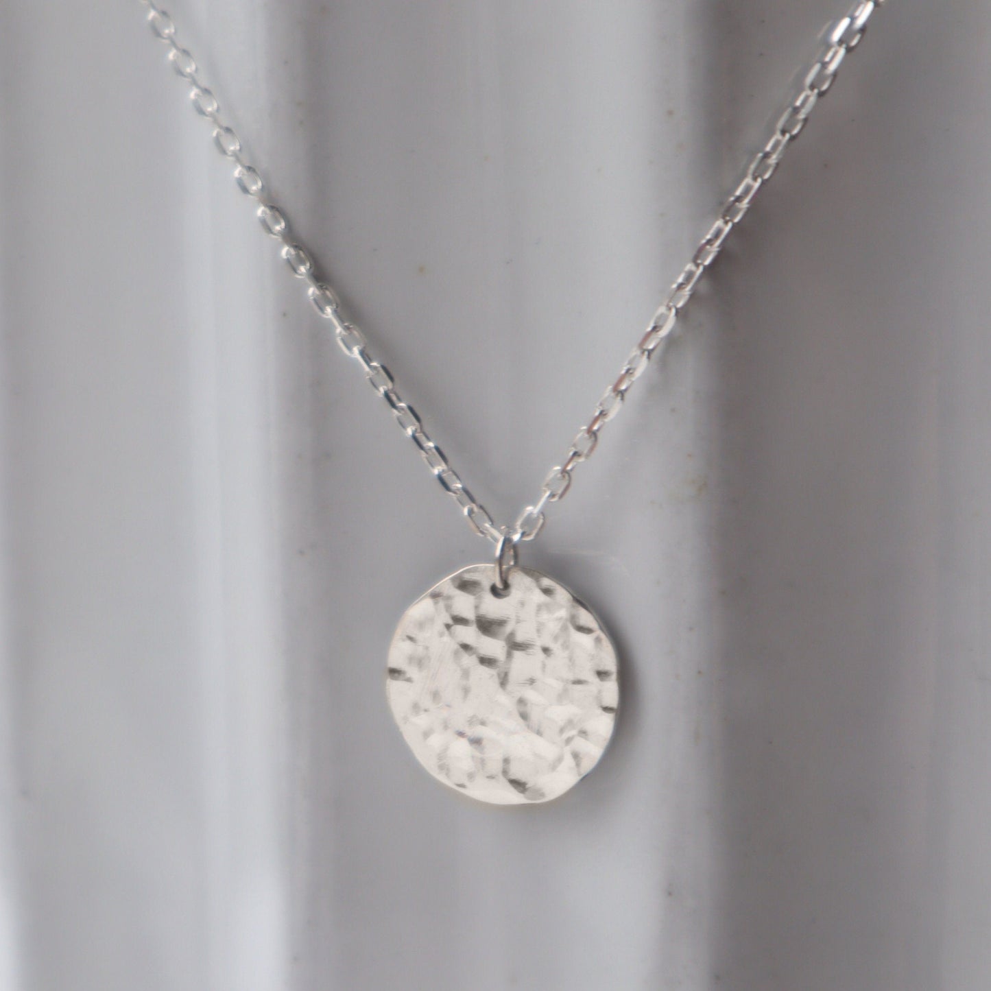 The ZEUS Necklace - Hammered Disc Necklace Sterling Silver