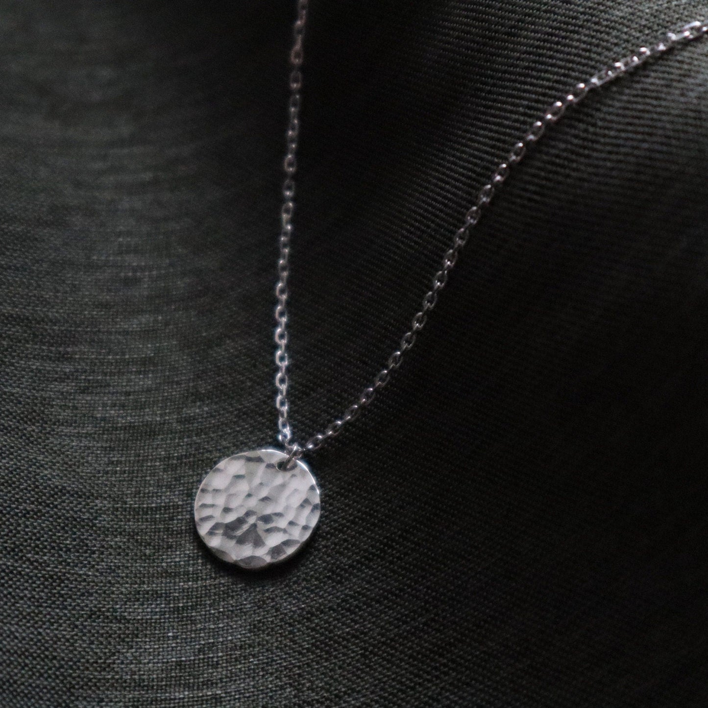 The ZEUS Necklace - Hammered Disc Necklace Sterling Silver