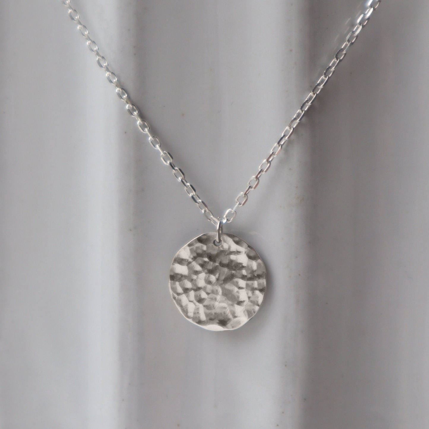 Hammered Disc Set, Necklace and Earring Sterling Silver