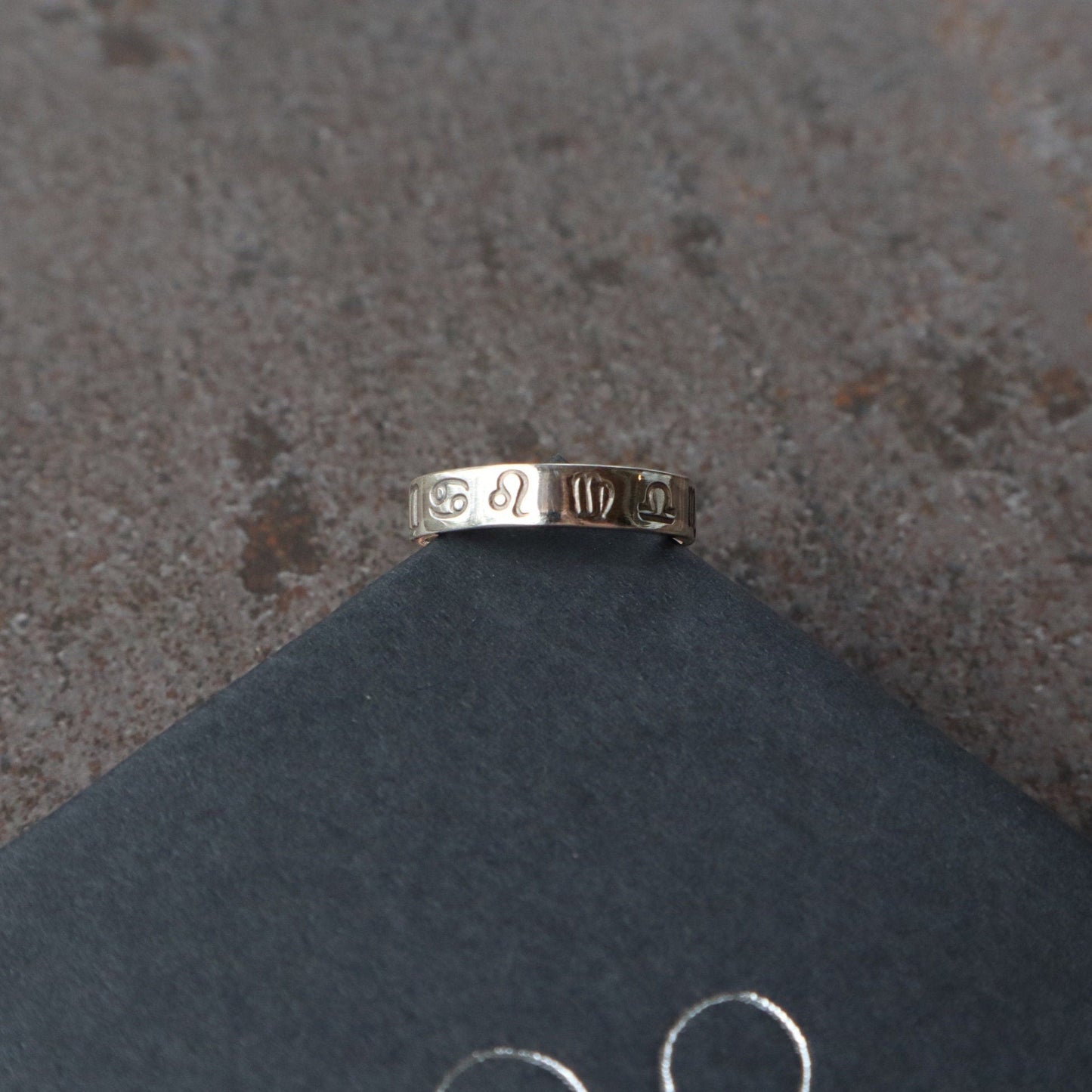 Cancer, Leo, Virgo, Libra Zodiac Signs on a Sterling Silver Ring