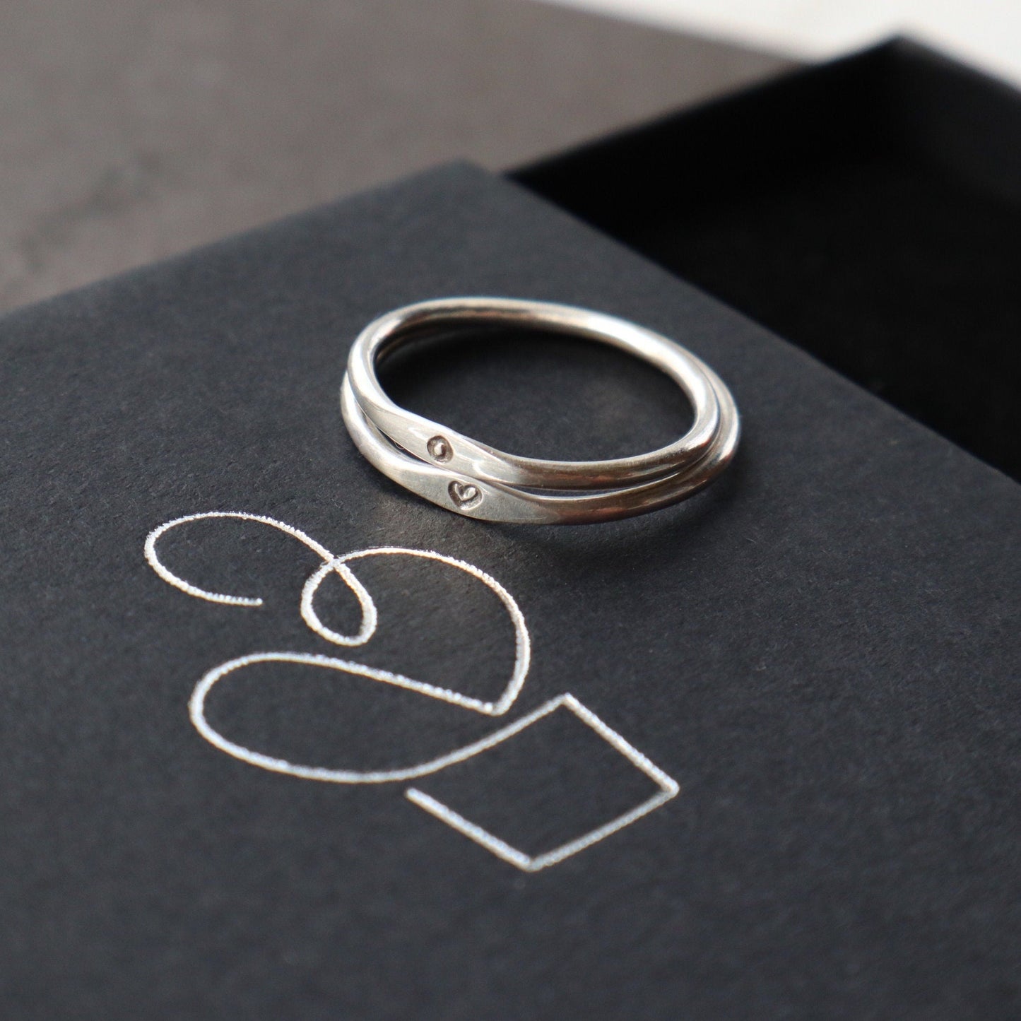 Mini Signet Rings, Letter ring and a heart ring.