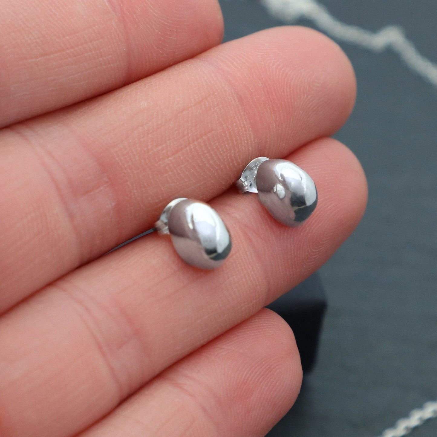 Half Pebble Stud Earrings